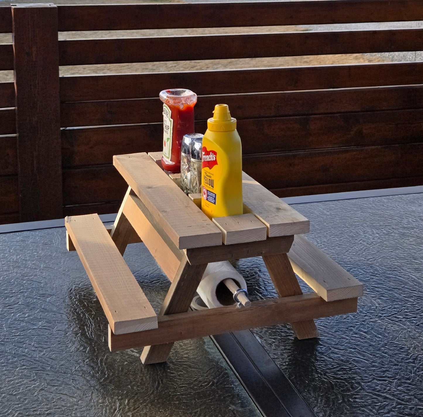 Condiment and Paper Towel Picnic Table Holder