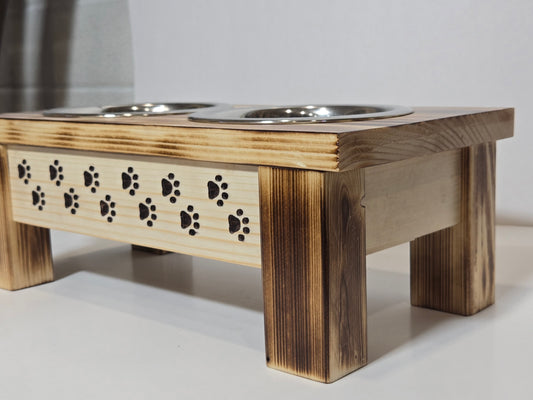 Small Raised Dual Dog Bowl Holder